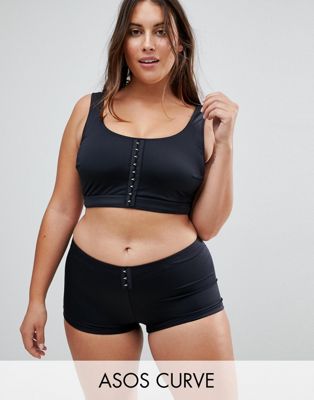 DESIGN CURVE Mix and Match Crop Bikini Top with Hook and Eye