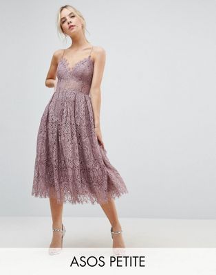 PETITE Lace Cami Midi Prom Dress
