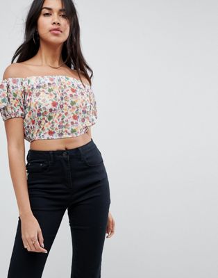 Love Bardot Floral Crop Top