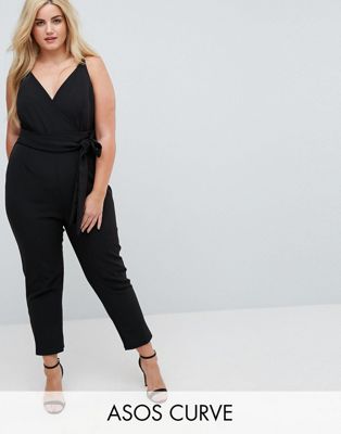 CURVE Wrap Front Jumpsuit with Peg Leg and Self Belt