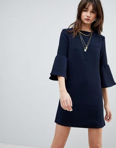 Cubic Diana Trumpet Sleeve Shift Dress