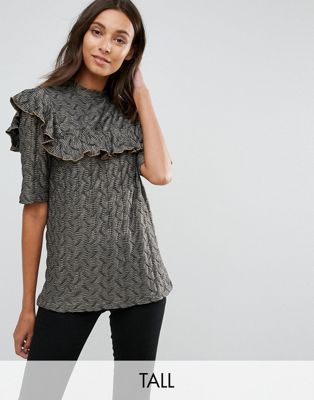 Y.A.S Tall Jacquard Top With Frill Detail