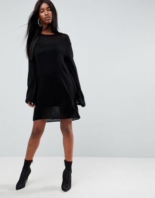 Midi Knitted Dress in Sheer Knit