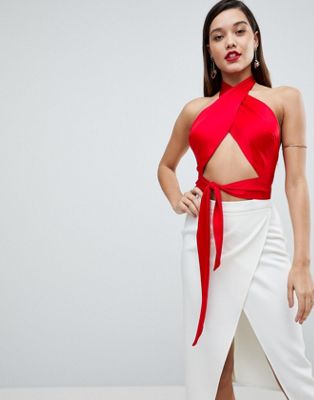 DESIGN Sexy Wrap Halter With Tie Detail
