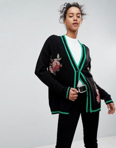 Cardigan with Floral Embroidery