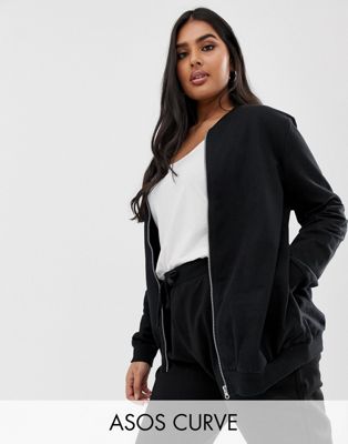 DESIGN Curve ultimate bomber jacket in sweat in black