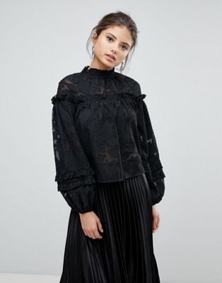 Missguided High Neck Embroidered Top