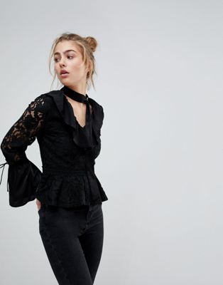 Moon River Ruffle Lace Blouse