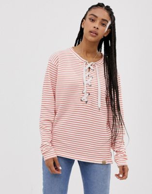 Blend She Tie Neck Striper Sweater