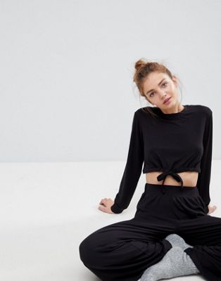 LOUNGE Slinky Ribbed Jersey Cropped Sweat