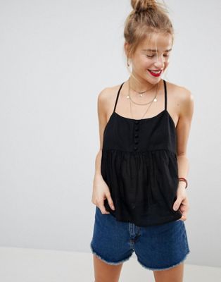 DESIGN Crop Cami with Button Detail