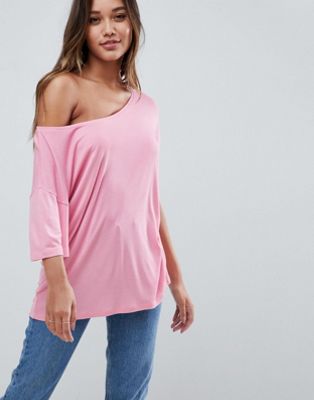 Off Shoulder T-Shirt In Rib