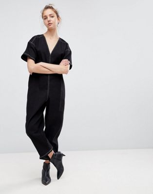 Minimal Jumpsuit with Top Stitch Detail