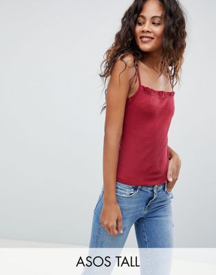 DESIGN Tall Ruffle Cami In Rib