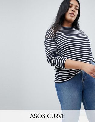 CURVE long sleeve oversized t-shirt in stripe