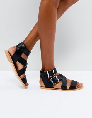 FARGO Leather Gladiator Flat Sandals