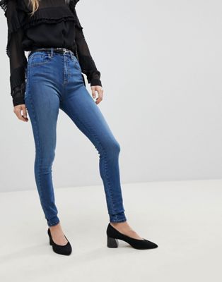 DESIGN 'Sculpt me' high rise premium jeans in nova dark mid wash blue