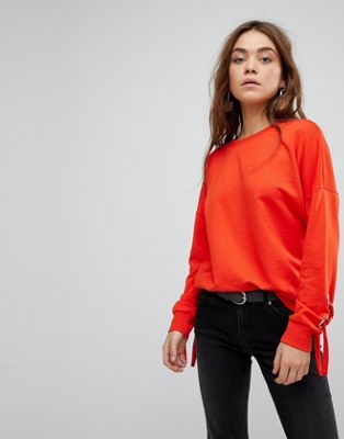 Only Eyelet Lace Detail Sweatshirt