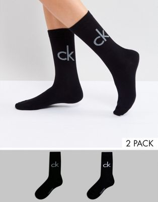 Calvin Klein 2 pack retro logo crew socks