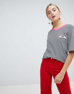 Chorus Heart Hands Embroidered Stripey T-Shirt