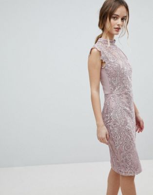 Lipsy High Neck Lace Bodycon Dress
