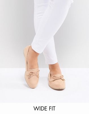 DESIGN Mossy Wide Fit Flat Shoes