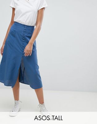 DESIGN Tall full midi skirt with button front