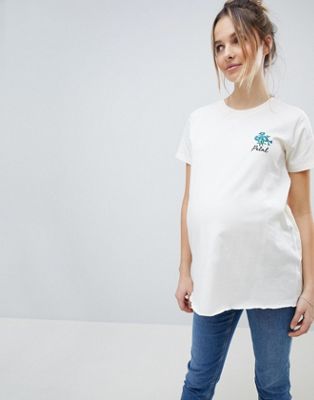 MATERNITY T-Shirt With Cute Floral Embroidery Badge