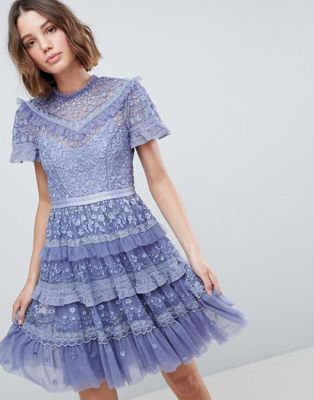 Needle & Thread High Neck Layered Mini Dress