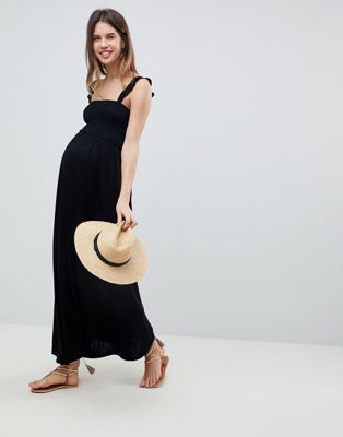 DESIGN Maternity ruffle strap shirred maxi sundress