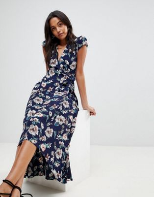 Ax Paris Floral Hi Lo Maxi Dress