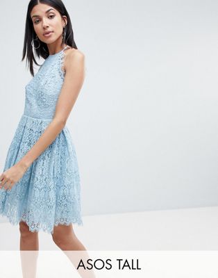 DESIGN Tall pinny prom mini dress in lace