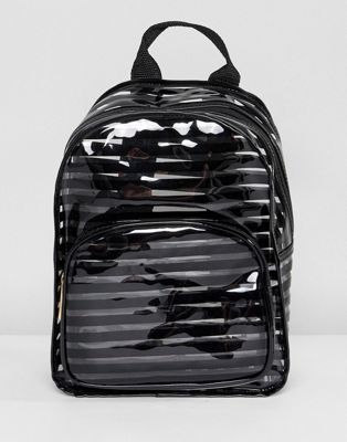 Yoki Fashion Black Striped Plastic Backpack