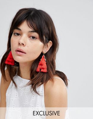 Glamorous Red Tiered Tassel Statement Earrings (+)