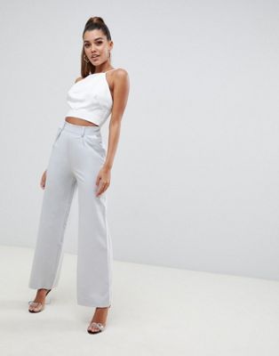 DESIGN wide leg pants with pleat detail