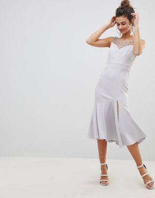 Little Mistress Midi With Rhinestone And Pearl Embellished Neck