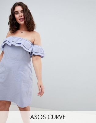 DESIGN Curve ruffle off shoulder mini sundress