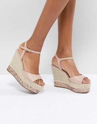 Faith Liddy Pink Glitter Espadrille Wedges