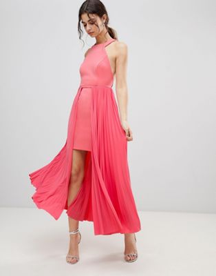 DESIGN high low mini pleated dress