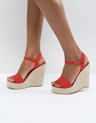 Glamorous Red Espadrille Wedge Sandals