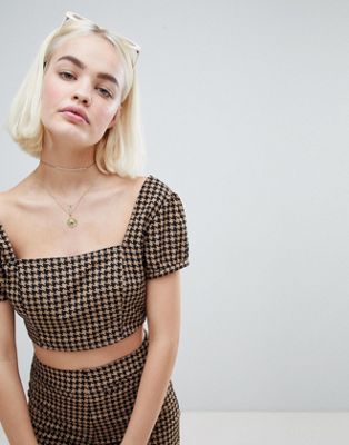 Emory Park Crop Top In Houndstooth Two-Piece