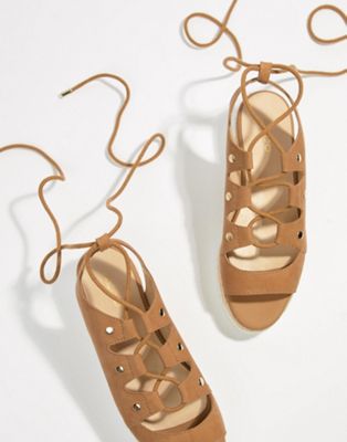 ALDO Suede Tie Up Flatform Espadrille Sandals