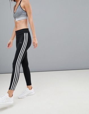 adidas Training Three Stripe Leggings In Black