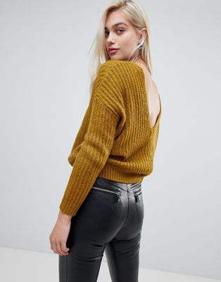 DESIGN chunky sweater with v back