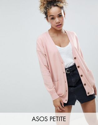 DESIGN Petite boyfriend cardigan in fine knit