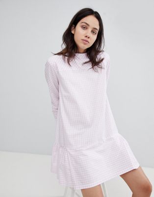 Mads Norgaard Drop Waist Gingham Dress