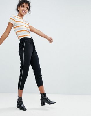 Monki Side Stripe Peg Leg Pants