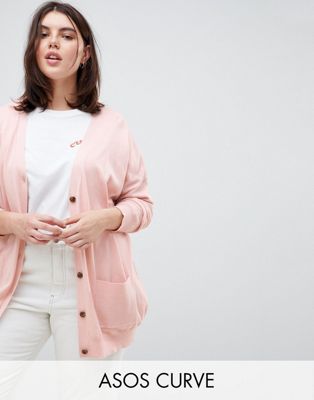 DESIGN Curve boyfriend cardigan in fine knit