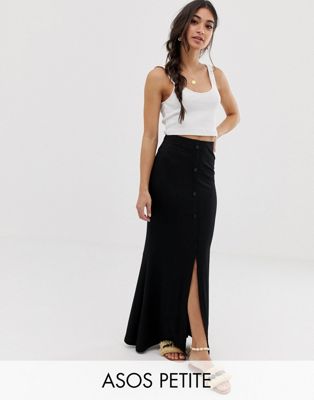 DESIGN Petite maxi skirt with button front and split detail