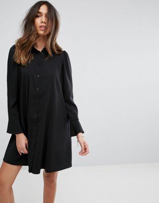DESIGN Long Sleeve Mini Shirt Dress